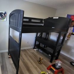 Bunk Bed Twin over Twin L-Shaped with Built-in-Desk Plus Chest 4 Drawers Includes Matress