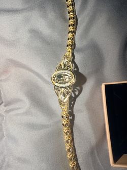 Gold-Tone Virgin Mary Chain Bracelet 14 karat gold plated
