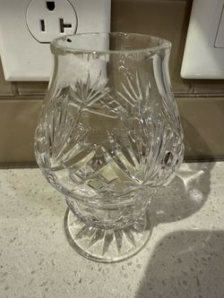 Clear Lead Crystal Hurricane Candle Lamp 6 inches tall and 2 across