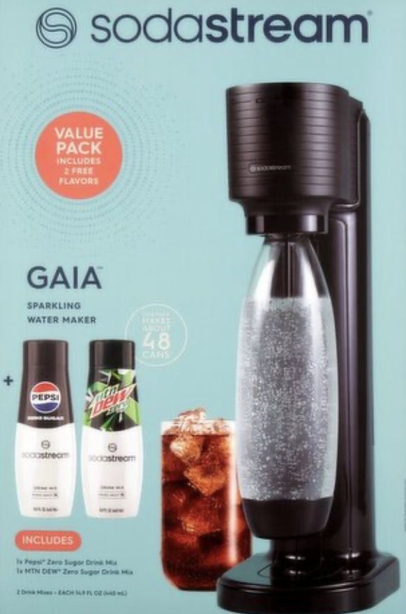SodaStream Black Gaia Sparkling Water Maker Starter Kit