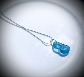 Petroleum blue sea glass on 925 Sterling silver necklace