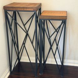 Wood Geometric Accent Tables