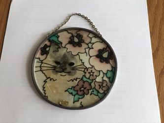 Round cat and flowers suncatcher