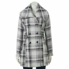 Kohl's IZ Byer plaid peacoat NEW