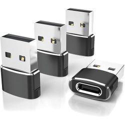 Elebase USB to USB C Adapter 4 Pack,USBC Female to A Male Car Charger,Type C Converter for iPhone 16 16e Pro Max,15 14 13 12 Plus,Apple Watch iWatch 1