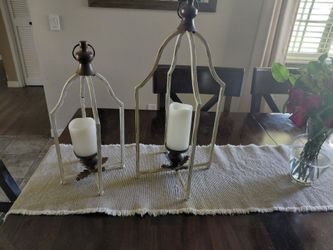 Beige iron distressed lanters