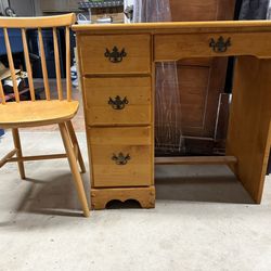 1950’s Wooden Desk And Chair