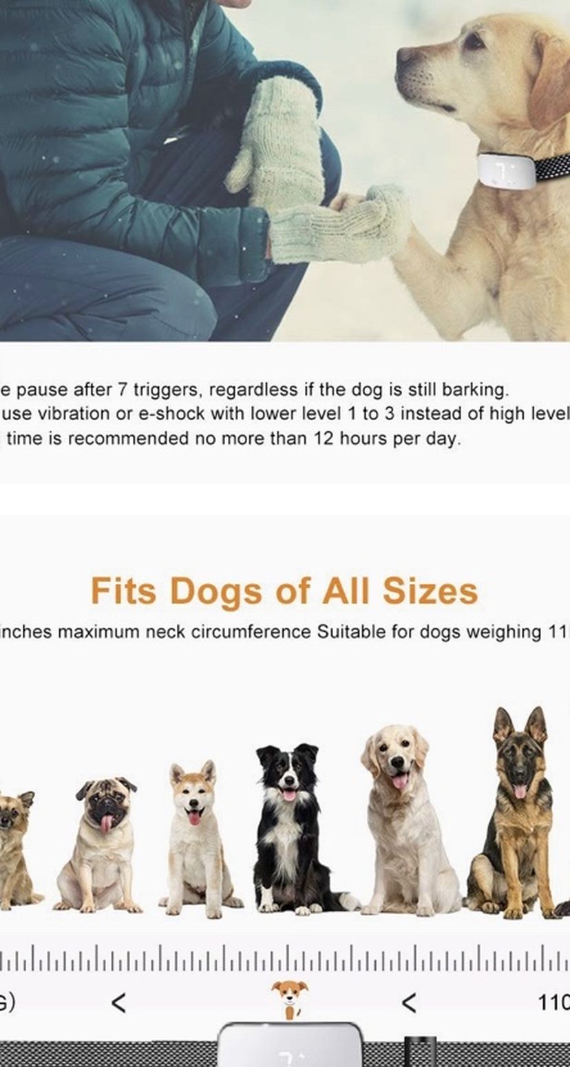 Dog Bark Collar, Rechargeable Anti Barking Training Collar, No Bark Collar 7 Adjustable Sensitivity and Intensity Levels for Small Medium Large Dogs