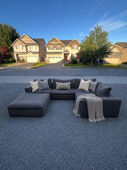 Low Profile Gray Modular 5 piece Couch
