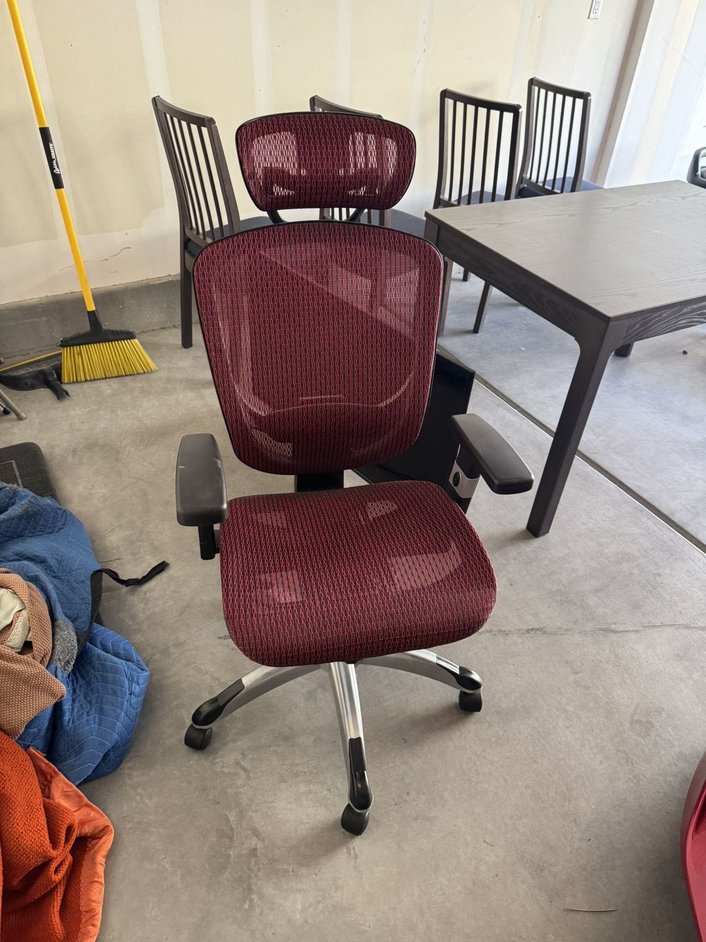 Office Chair, Stool, L Shaped Desk, Filing Cabinet, Solid Wood Desk