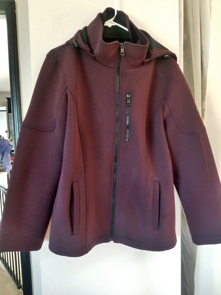 Women's Deep Purple Hooded Zip-up Lined Jacket