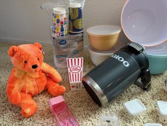 * Large 54 oz Igloo thermos nesting bowls mosaic vase Large Beanie baby plush.