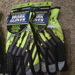 BRAND NEW! Truck's Stuff Hi-Vis Distressed Flag Gloves (Work Gloves)