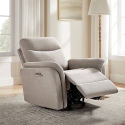 Power Recliner Chair Swivel Glider, Electric Rocking Recliner Chairs with USB and Type-C Ports, Nursery Chair Recliner for Living Room, Bedroom, Apart