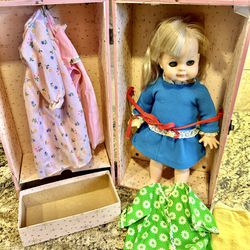 1965 Vogue doll with Clothes and Metal box