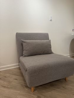 GIA Tri-Fold Light Gray Single Seat Convertible Sofa Bed