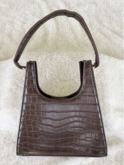 Brown Crocodile Pattern Handbag