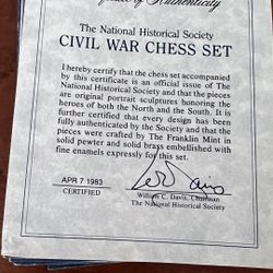 1983 Franklin Mint Civil War Table  Chess Set