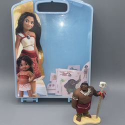 Disney Moana and Maui case with stickers & Disney Moana Chief Tui PVC figure 