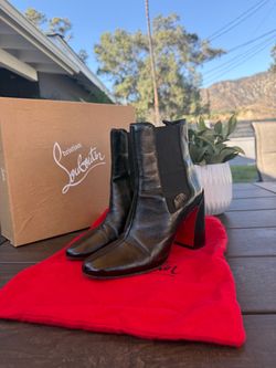 Christian Louboutin Turela​stic 85 Black Leather Ankle Boots – Size 38