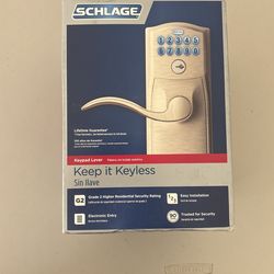 Camelot Satin Nickel Electronic Keypad Door Lock with Accent Handle and Flex Lock
