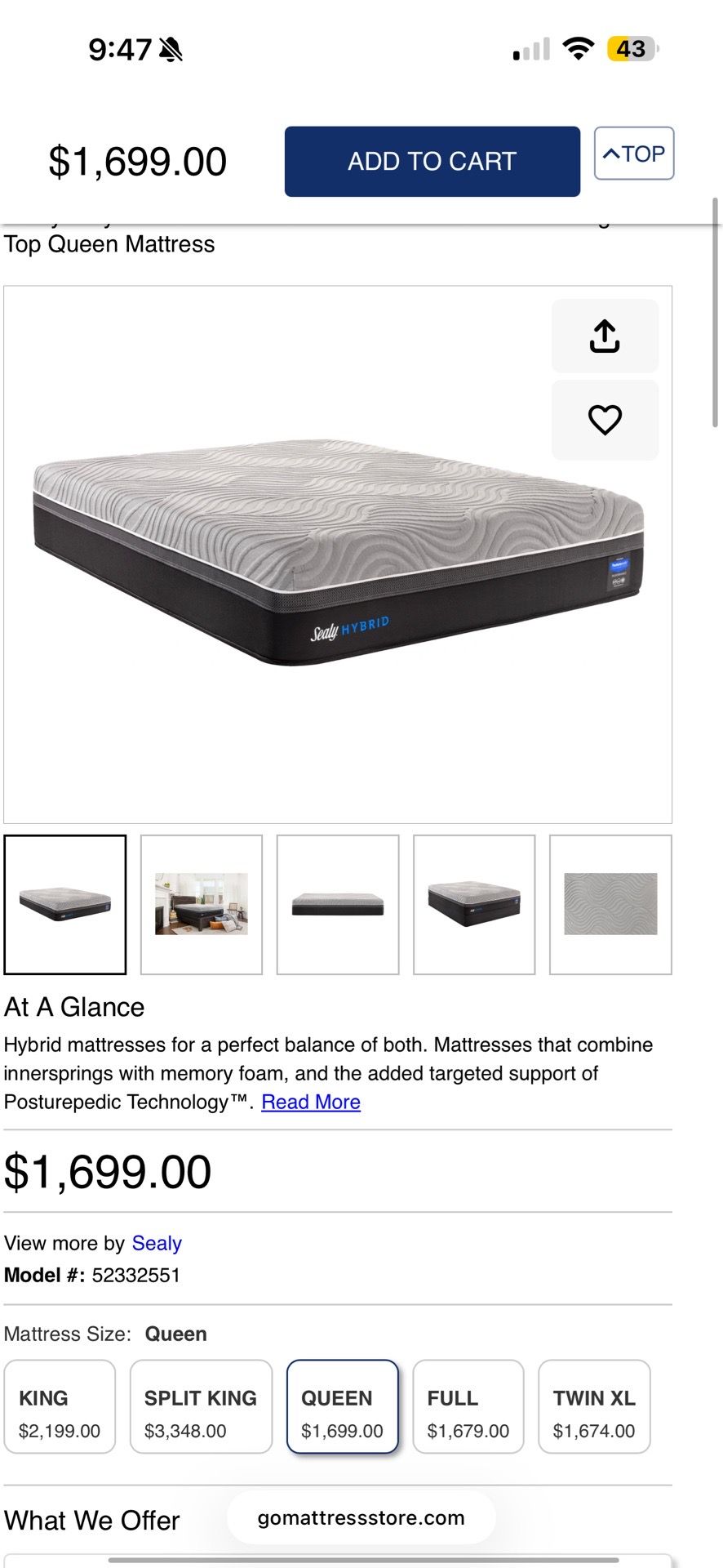 Kellburn II Queen Sealy Mattress!