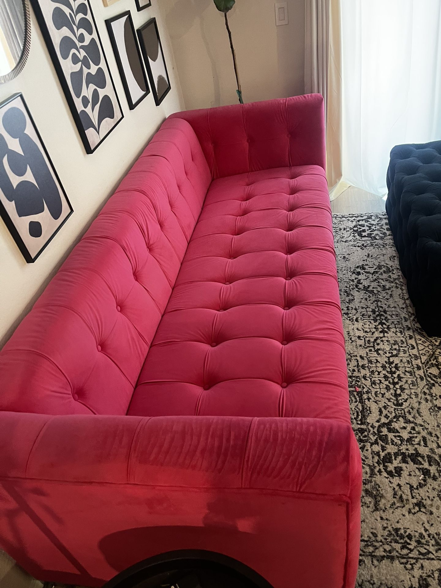 90.55 Velvet Hot Pink Sofa Purchased On Wayfair