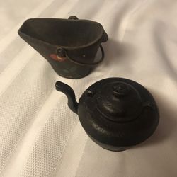 Cast Iron Coal Miniature Bucket Toy /  Tea Kettle