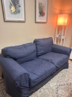 IKEA Uppland Loveseat with Denim Blue Cover