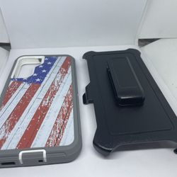 For Samsung Galaxy S22 Plus USA Flag Camouflage Belt Clip Case 