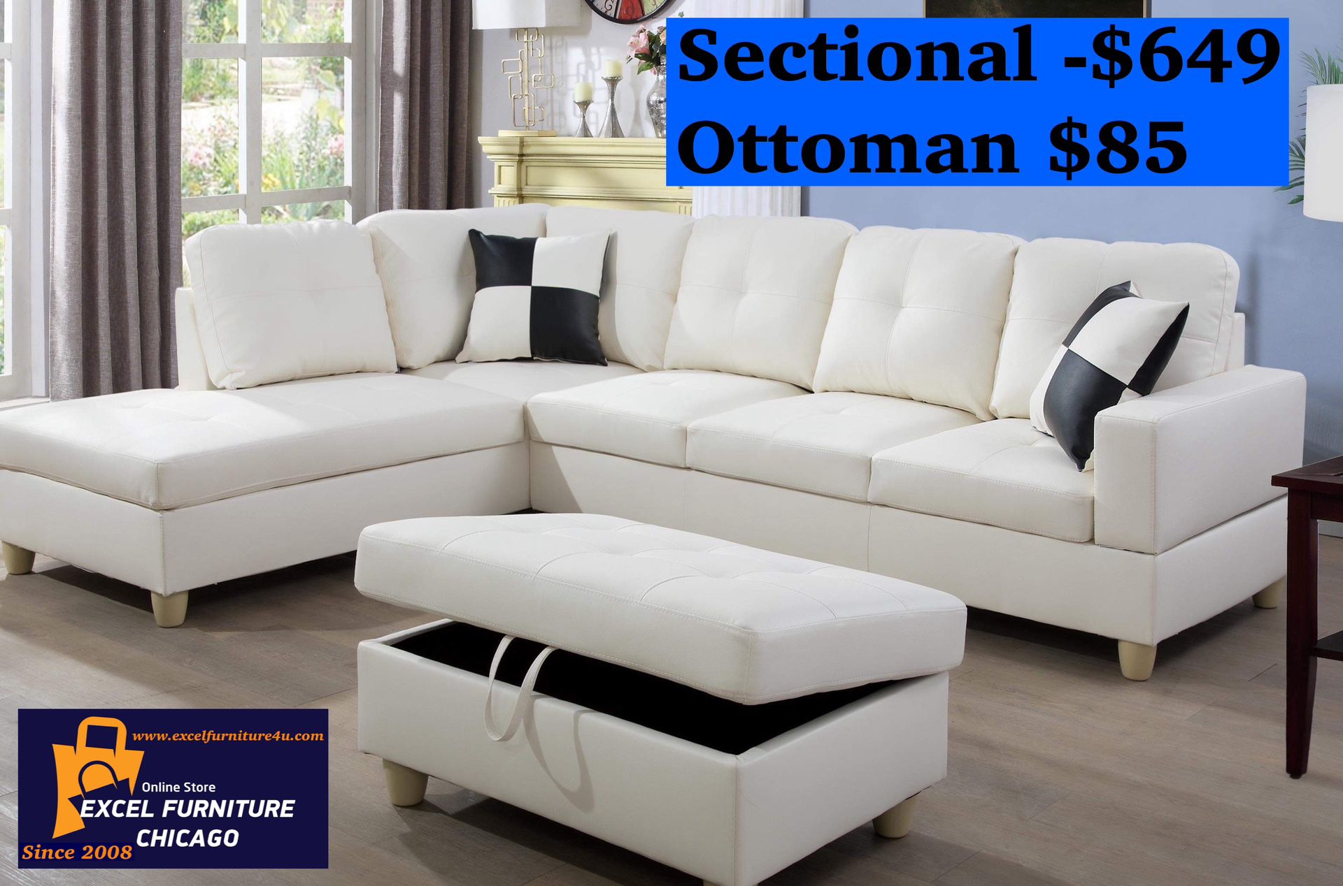 Brand New White Sectional Sofa Couch 
