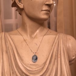 Light Grey Cameo On Sterling Necklace 