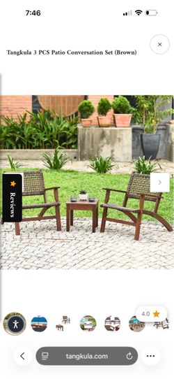3-Piece Patio Conversation Set Brown