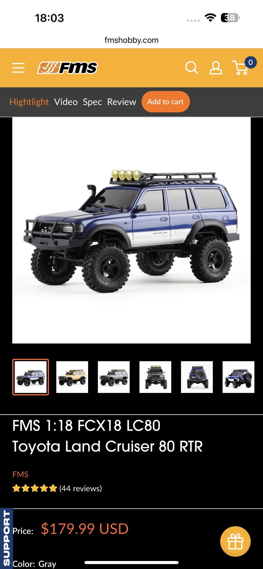 FMS 1:18 FCX18 LC80 Toyota Land Cruiser 80 RTR