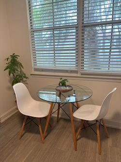 IKEA Glass table + two chairs