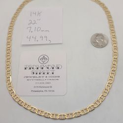 14k Gold 22" Mariner Link Chain