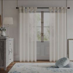 Baisden Lester Polyester Twisted Tab Sheer Curtain Panels. 2 windows panels 50in. W x 63in. L. Ceres Ivory