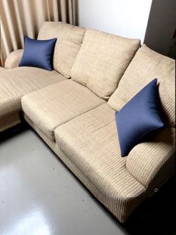 Beige Corduroy L-Shape Chaise Sectional Sofa from Mor Furniture