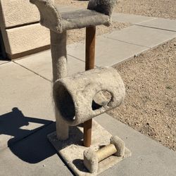 48” Beige Carpet Cat Tree Stand w/Scratch Post