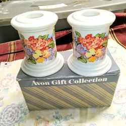 Avon Floral Porcelain Candle holders 