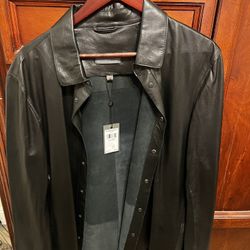 John Varvatos Men’s Leather Shirt Jacket Size 52