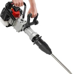 2-Stroke Gas Powered Pile Driver, 32.7CC 1000W Portable Petrol Piledriver Garden Fencing Tool Farm Piling Driver Air Cooling Single-Cylinder 0.9L Fuel