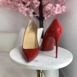 Christian Louboutin Red Patent Leather Stiletto Heels Size 8