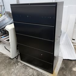 Metal Filing Cabinet with Roll-Top and Drawers