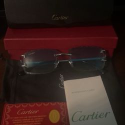 Brand New Classic Cartier Rimless Sunglasses – Clean Gold Detail 