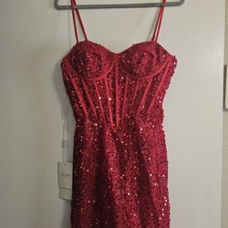  ✨ Brand New Custom Stacees Red Sequin Dress – Size US 2 ✨
Price: $125 (Paid $181)