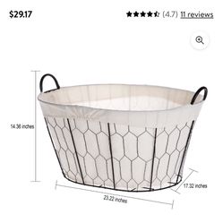 Extra Large Better Homes & Gardens Oval Chicken Wire Laundry Basket With Liner, Black