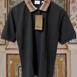 Burberry black polo shirt with check Collar