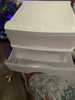 Two White Plastic Storage With Drawers