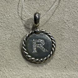 ESTATE DAVID YURMAN SS 0.11CTTW H/SI1 R INITIAL CHARM PENDANT